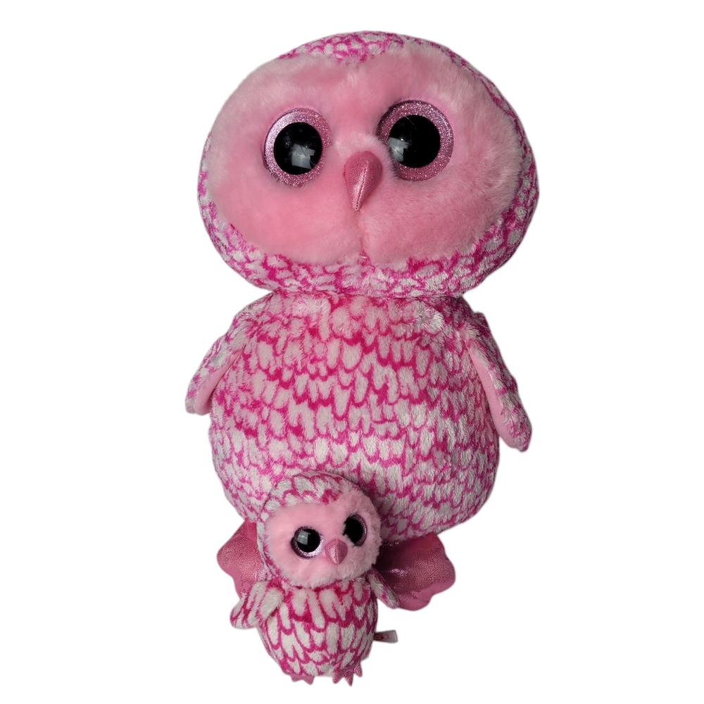Ty Beanie Boos Pinky Owl Plush Stuffed Animal Toy Set of Two Retired Plushies